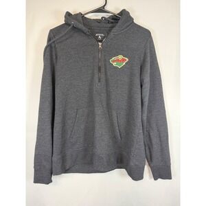 Antigua Minnesota Wild Kids Quarter Zip Hoodie Charcoal Grey Size L NHL Hockey